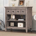 Vintage Storage Nightstand with 1 Drawer and 2 Open Shelves,Charging Design, Brown