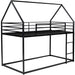 Twin over Twin House Bunk Bed with Built-in Ladder,Black