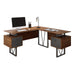 Techni Mobili Reversible L-Shape Computer Desk with Drawers and File Cabinet, Walnut | lowrysfurniturestore