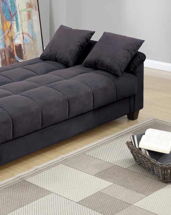 Black Futon Adjustable Sofa Plush Storage Sofa with Pillows lowrysfurniturestore