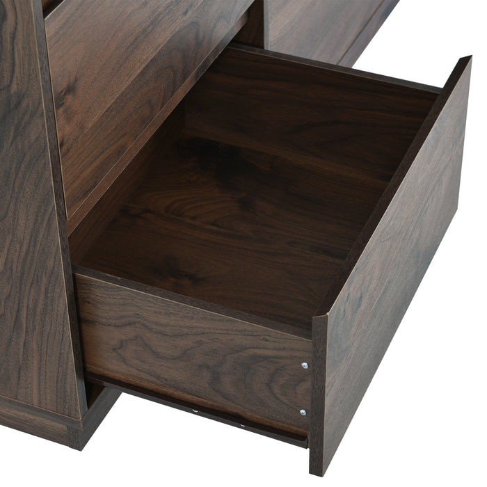 Mid-Century Modern 9 Drawers Dresser,Dark Brown