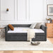 Full Daybed with Twin Trundle Upholstered Tufted Sofa Bed, with Button and Copper Nail on Arms Gray | lowrysfurniturestore