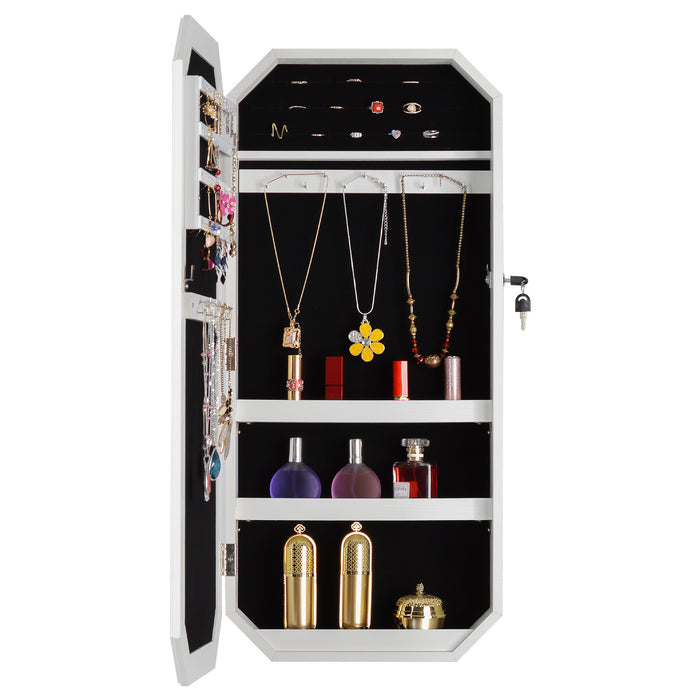 Octagon Rimmed Mirror Fashion Simple Jewelry Storage Cabinet Can Be Hung On The Door Or Wall