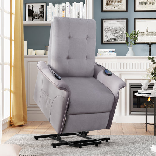Lift Chair Light Gray with Adjustable Massage Function Recliner Chair lowrysfurniturestore
