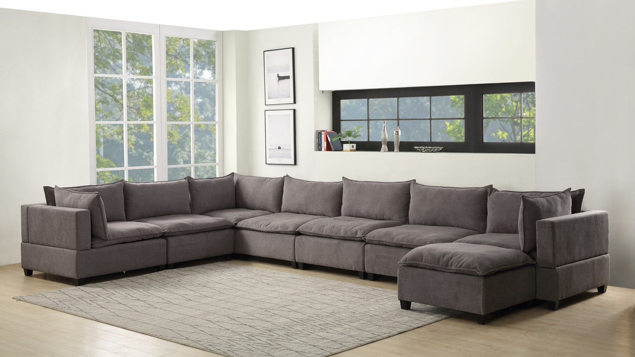 Madison Light Gray Fabric 8 Piece Modular Sectional Sofa Chaise | lowrysfurniturestore