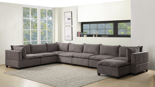 Madison Light Gray Fabric 8 Piece Modular Sectional Sofa Chaise lowrysfurniturestore