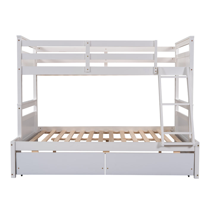 Twin over Full Bunk Bed with Storage - White(OLD SKU :LP000022AAK)