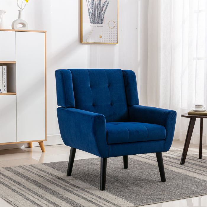 Devan Modern Soft Blue Velvet Accent Chair | lowrysfurniturestore