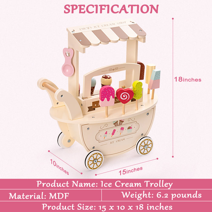 Ice Cream Cart for Kids Toddlers,  Food Toys Gift for Boys Girls,(1piece an order)
