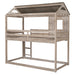 Twin Over Twin Bunk Bed Wood Loft Bed with Roof, Window, Guardrail, Ladder (Antique Gray) (OLD SKU :LP000062AAN)