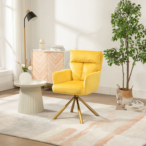 Yellow Velvet Contemporary High-Back Upholstered Swivel Accent Chair lowrysfurniturestore