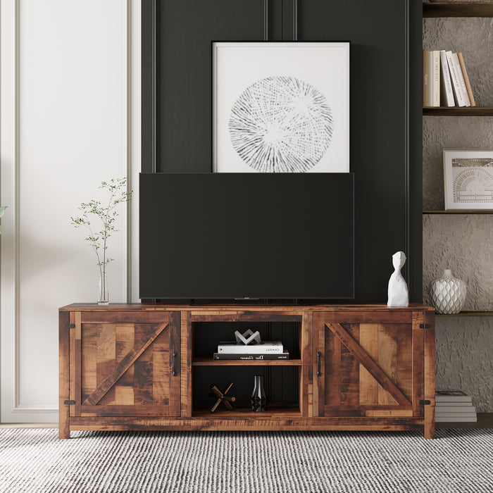 Farmhouse TV Stand, Wood Entertainment Center Media Console with Storage