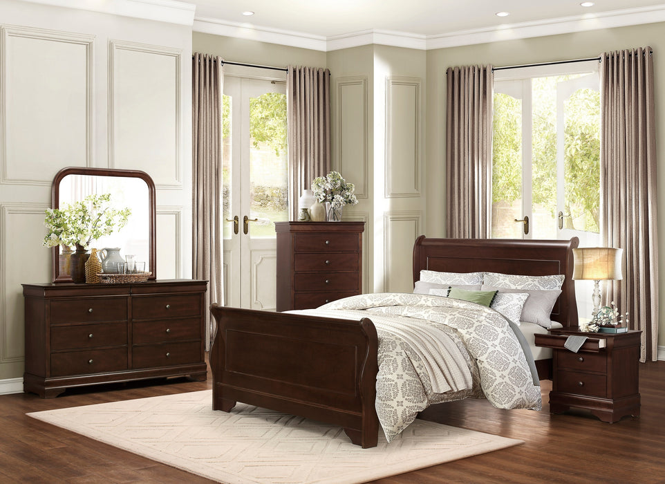 Louis Philippe Style 1pc Chest of Drawers Brown Cherry Finish Okume Veneer Bedroom Furniture | lowrysfurniturestore
