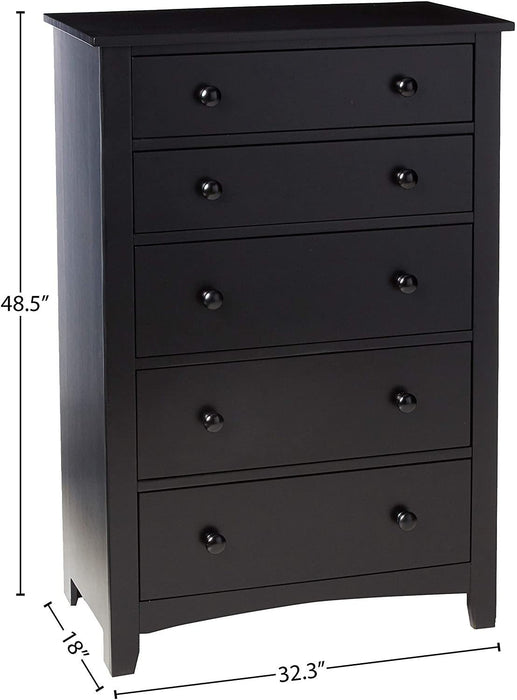 Black 5 Drawer Chest of Drawers Contemporary lowrysfurniturestore