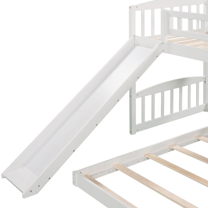 Twin Over Twin Bunk Bed with Slide and Ladder, White(OLD SKU :LP000514AAK)