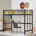 Black Twin Metal Loft Bed with Desk and Metal Grid lowrysfurniturestore