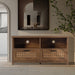 TV Stand,Two doors of TV cabinet, used for TV cabinet with a maximum size of 55 inches, rattan cabinet door, slide rail design, modern TV cabinet, yellow