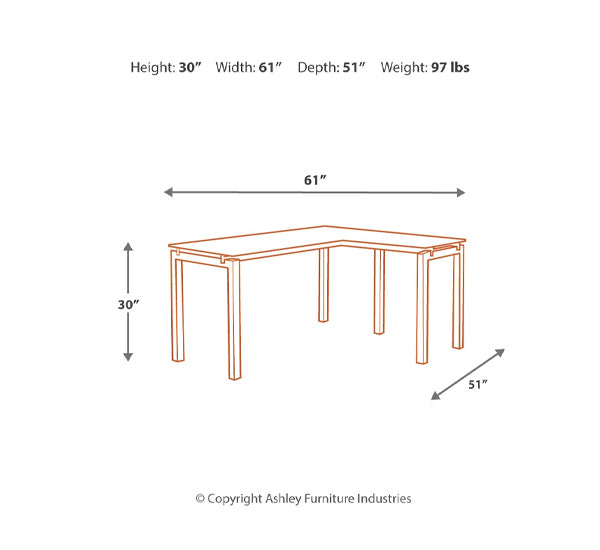 Baraga 61" L-Shaped Home Office Desk