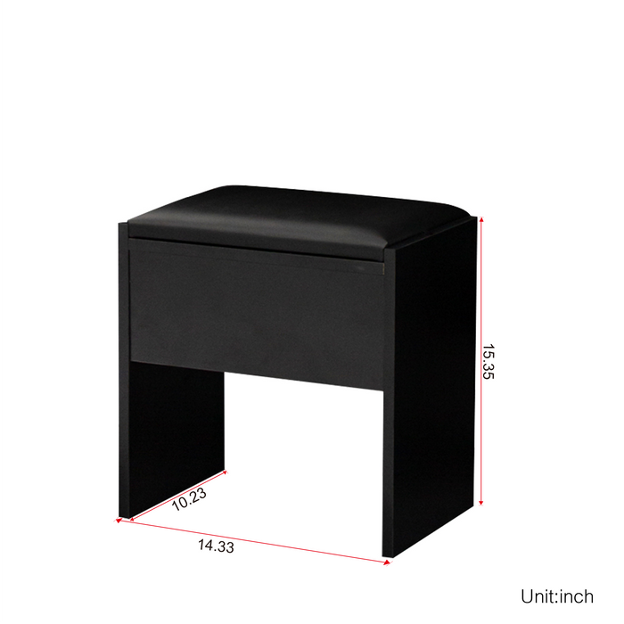 Modern Design Bedroom Makeup Dressing Table with Light and Stool,Black