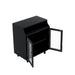 Nightstand with Storage Shelves and Cabinets for Living Room/Bedroom,Glass Door,USB Design,Black