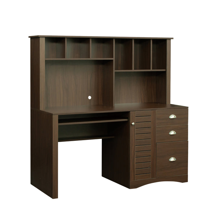 Home Office Computer Desk with Hutch,Walnut