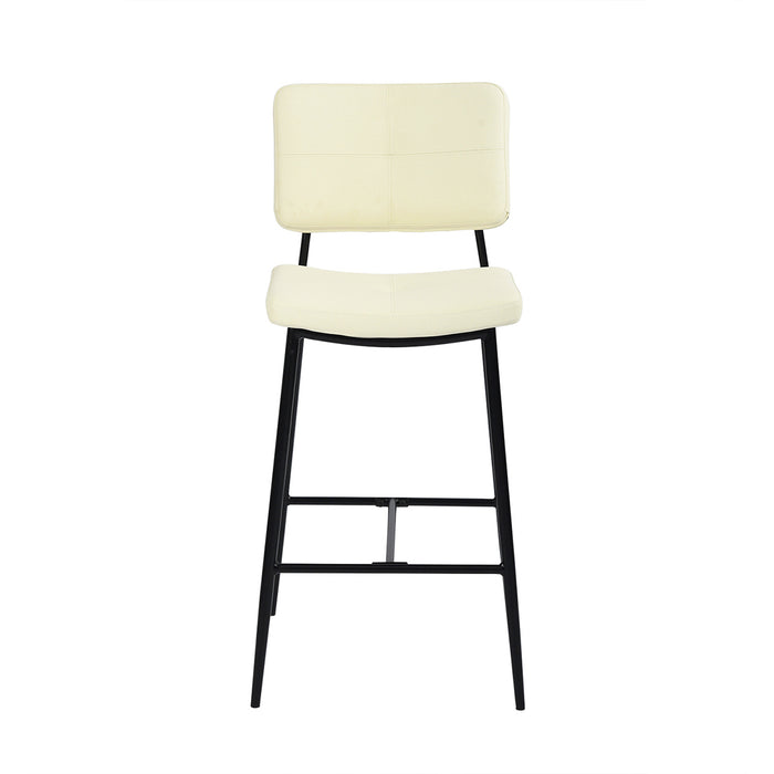 Faux Leather Counter Bar Stools with Metal Legs, Set of 2, Cream