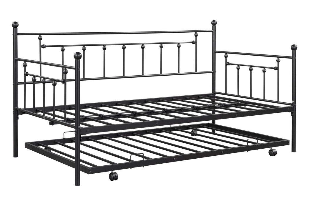 Metal Twin Daybed with Trundle/ Heavy-duty Sturdy Metal/ Noise Reduced/ Trundle for Flexible Space/ Vintage Style/ No Box Spring Needed