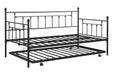 Twin Black Metal Daybed with Trundle Heavy-Duty Sturdy Metal Trundle for Flexible Space Vintage Style | lowrysfurniturestore