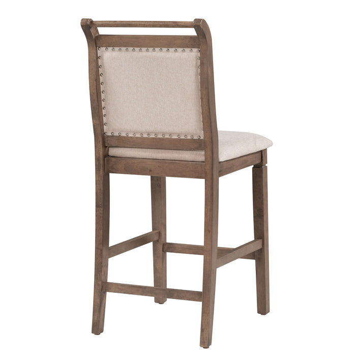 3-Piece Wood Counter Height Drop Leaf Dining Table Set with 2 Upholstered Dining Chairs for Small Place, Brown