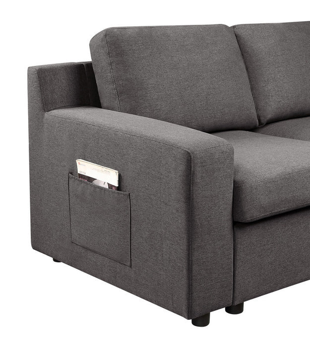 Waylon Gray Linen 4-Seater Sectional Sofa Chaise with Pocket | lowrysfurniturestore