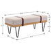 Linen Fabric soft cushion Upholstered solid wood frame Rectangle bed bench with powder coating metal legs ,Entryway footstool