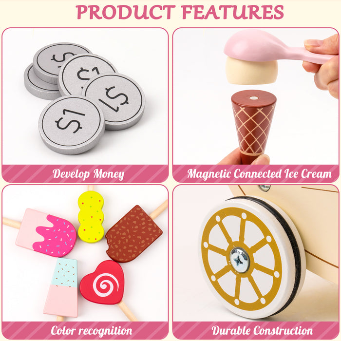 Ice Cream Cart for Kids Toddlers,  Food Toys Gift for Boys Girls,(1piece an order)