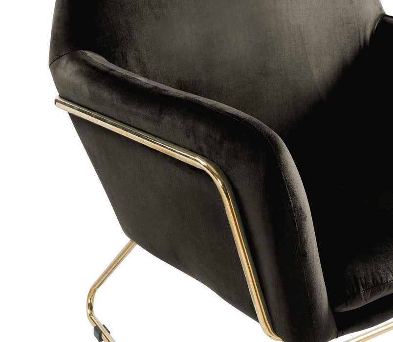 Keira Black Velvet Accent Chair with Metal Base