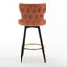 29" Modern Leathaire Fabric bar chairs,180° Swivel Bar Stool Chair for Kitchen,Tufted Gold Nailhead Trim Gold Decoration Bar Stools with Metal Legs,Set of 2 (Orange)