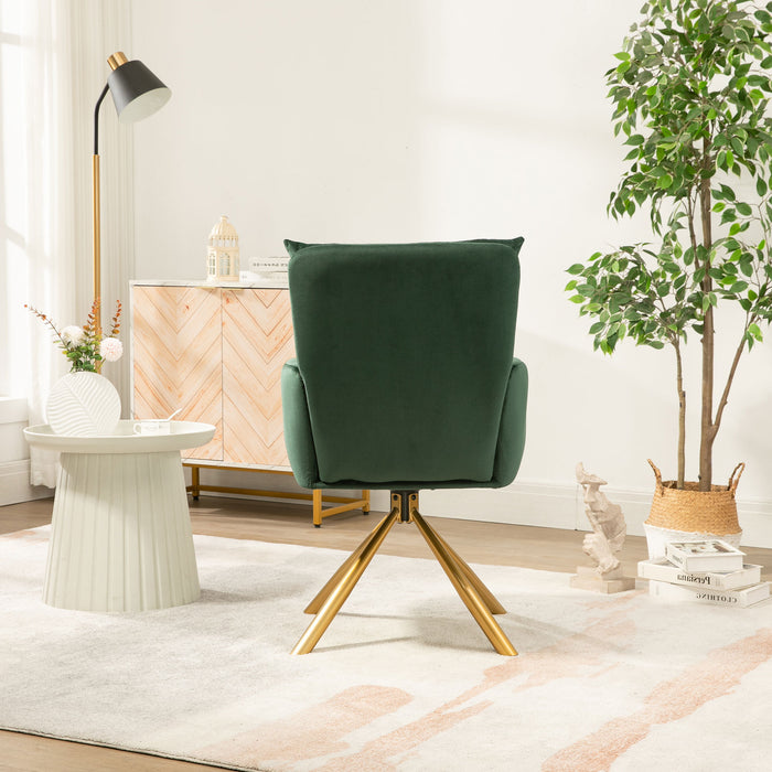 Green Velvet Contemporary High-Back Upholstered Swivel Accent Chair