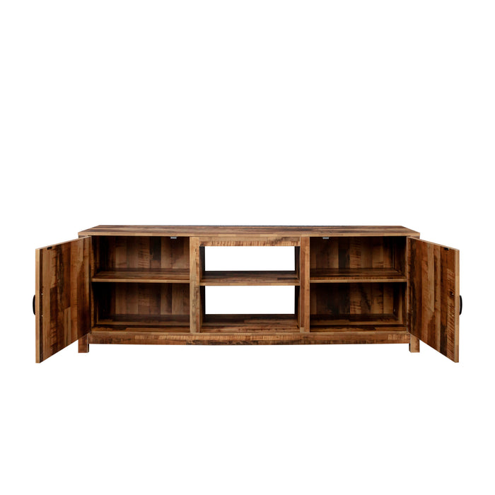 Farmhouse TV Stand, Wood Entertainment Center Media Console with Storage