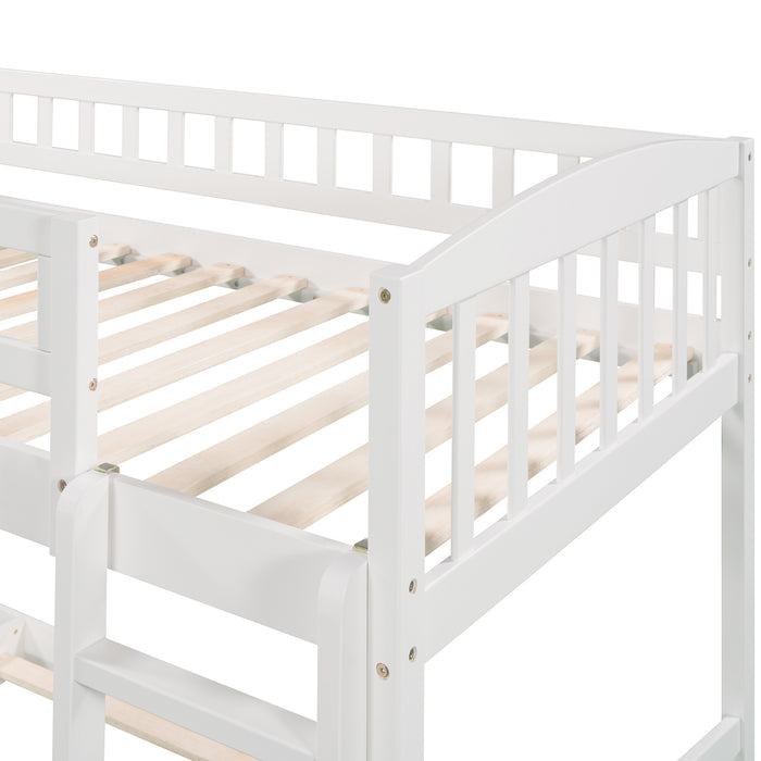 White Twin Over Twin Bunk Bed with Slide and Ladder lowrysfurniturestore