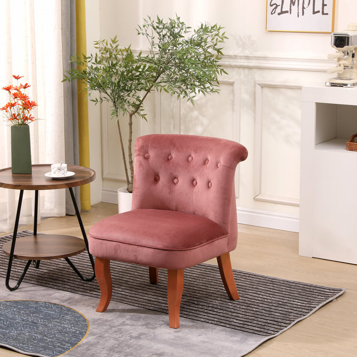 Pink Velvet Accent Chair for Living Room Stylish Wood Frame Upholstered Single Sofa Home & Office Furniture