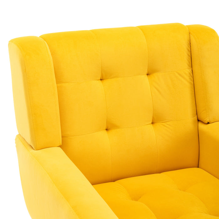 Devan Modern Soft Yellow Velvet Accent Chair | lowrysfurniturestore