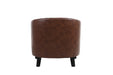 Accent Barrel chair living room chair with nailheads and solid wood legs Brown pu leather