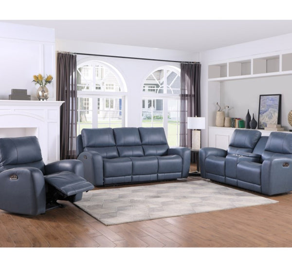 Bel-Air Blue Leather 3pc Set