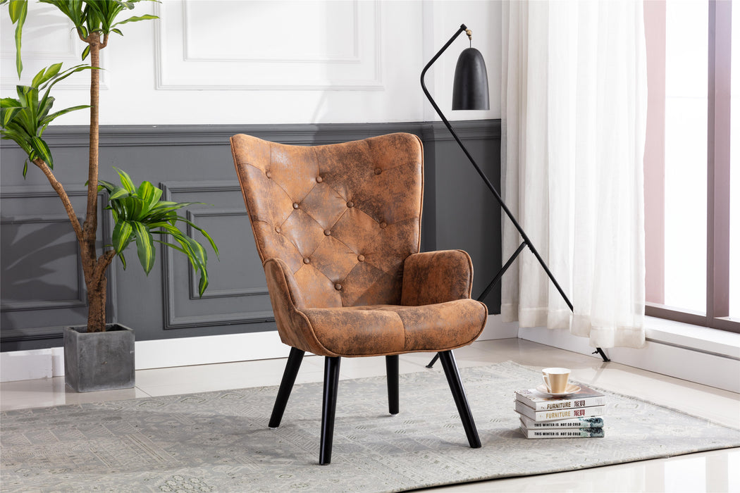 Accent chair Living Room/Bed Room, Modern Leisure Chair Coffee color Microfiber fabric