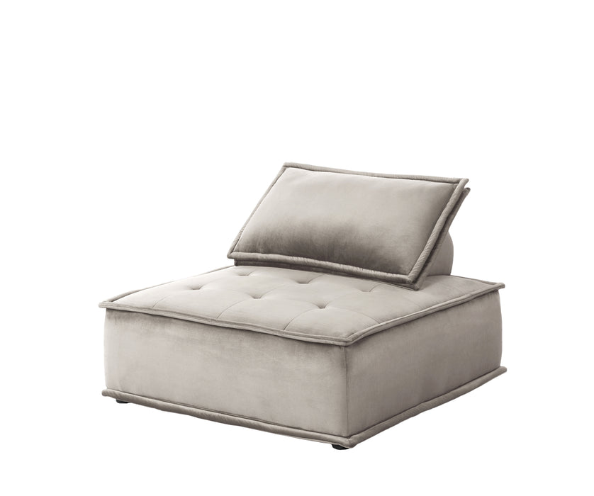Anna Light Gray Velvet 6-Seater U-Shape Modular Sectional Sofa