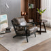 solid wood black antique painting removable cushion arm chair, mid-century PU leather accent chair