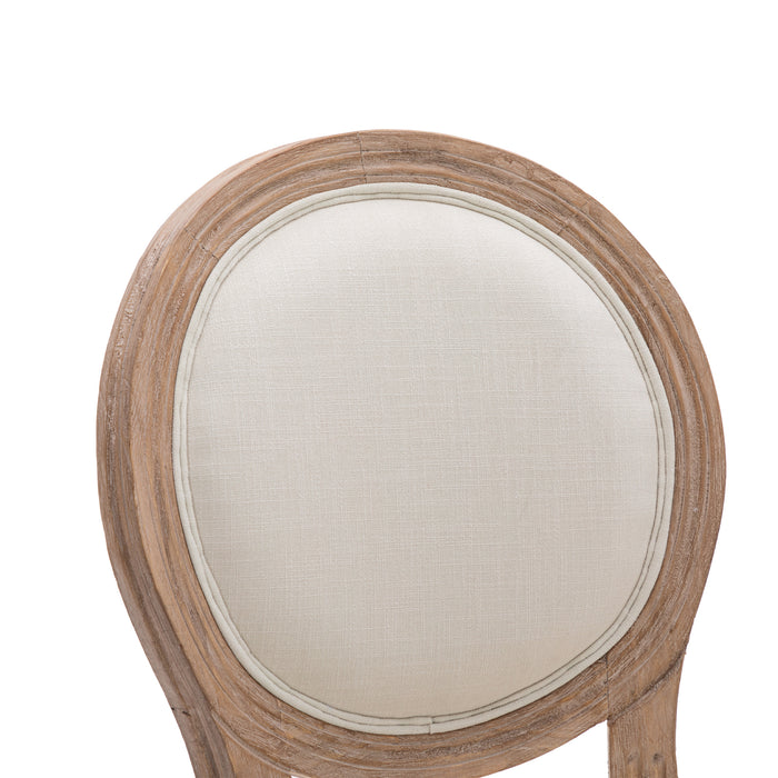 Hengming French Country Wooden Barstools With Upholstered Seating , Beige and Natural ，Set of 2
