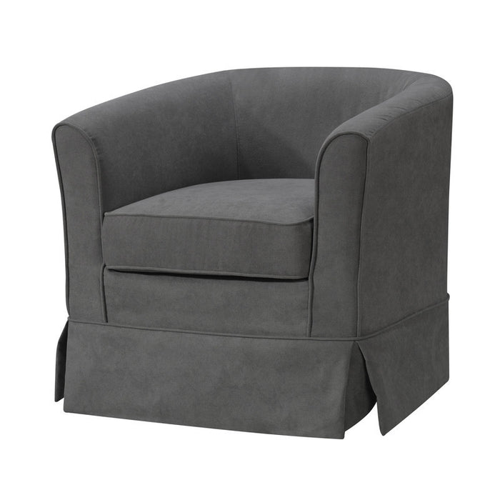 Tucker Gray Woven Fabric Swivel Barrel Chair