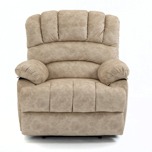 Large Manual Recliner Chair in Fabric for Living Room, Beige lowrysfurniturestore