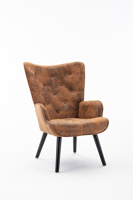 Accent chair Living Room/Bed Room, Modern Leisure Chair Coffee color Microfiber fabric