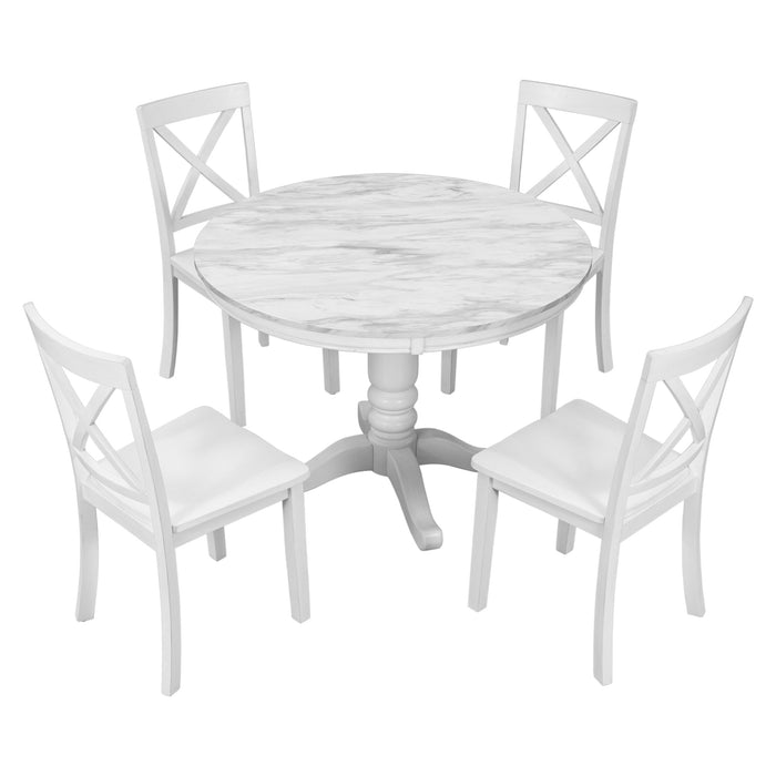 Orisfur. 5 Pieces Dining Table and Chairs Set for 4 Persons, Kitchen Room Solid Wood Table with 4 Chairs