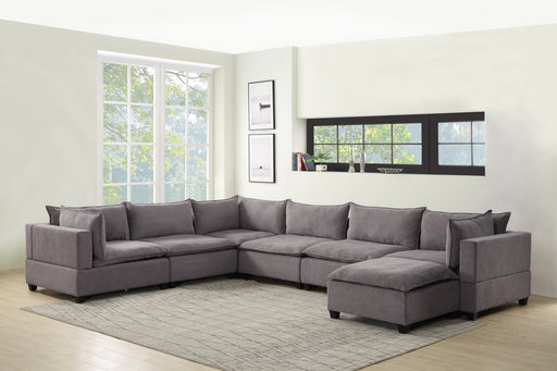 Madison Light Gray Fabric 7 Piece Modular Sectional Sofa Chaise lowrysfurniturestore